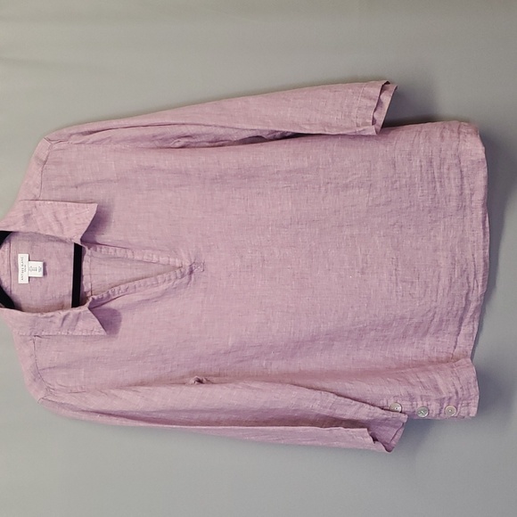 Antibes Blanc Lavender 100% Linen Tunic Top or Shirt Unisex Size L Nordstrom - Picture 1 of 7